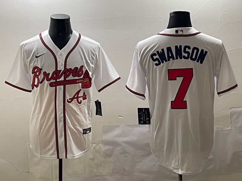 Men Atlanta Braves #7 Swanson White Game 2025 Nike MLB Jersey style 5